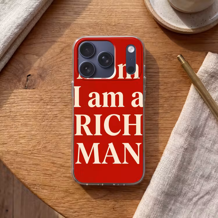 Tekst - Rijkdom - Motivatie - Rood - Modern Telefoonhoesje iPhone 17 Pro klein -sfeer1