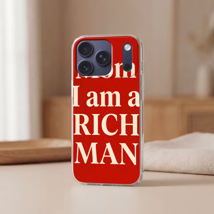 Tekst - Rijkdom - Motivatie - Rood - Modern Telefoonhoesje iPhone 17 Pro klein -sfeer2