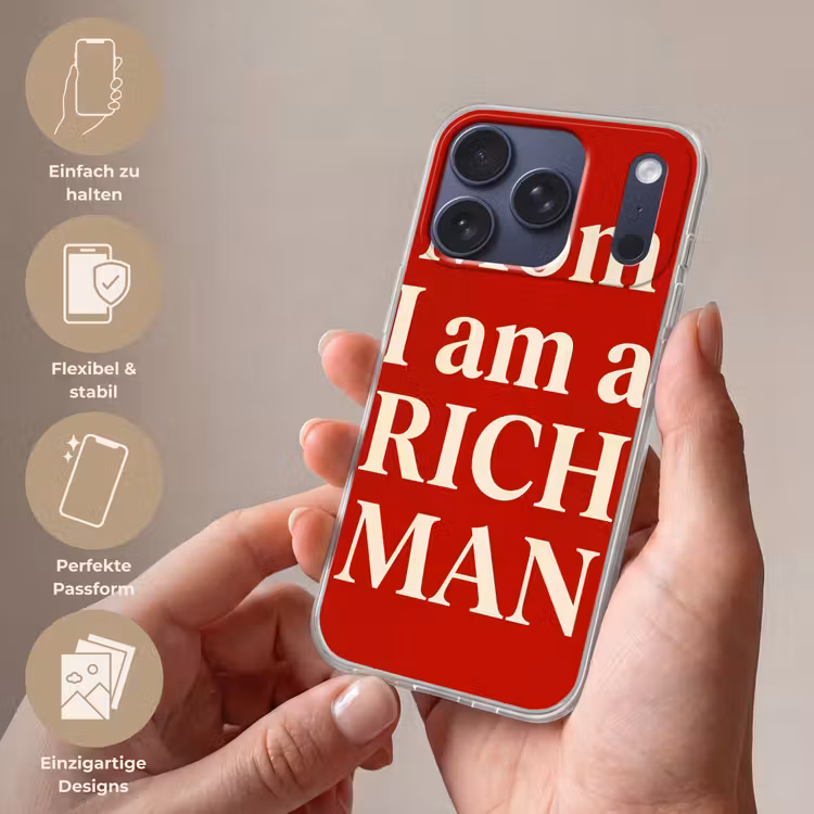 Tekst - Rijkdom - Motivatie - Rood - Modern Telefoonhoesje iPhone 17 Pro klein -sfeer3_DE