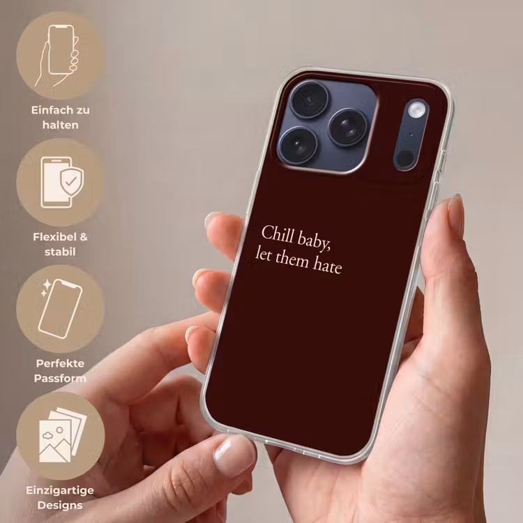 Tekst - Rood - Minimalistisch Telefoonhoesje iPhone 17 Pro klein -sfeer3_DE