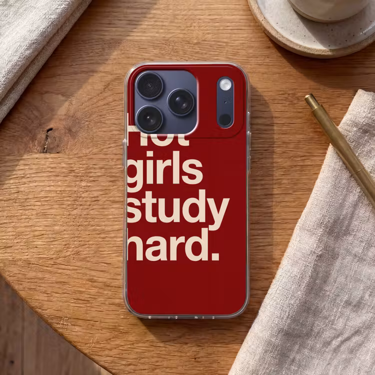 Tekst - Studie - Motivatie - Modern - Rood Telefoonhoesje iPhone 17 Pro klein -sfeer1