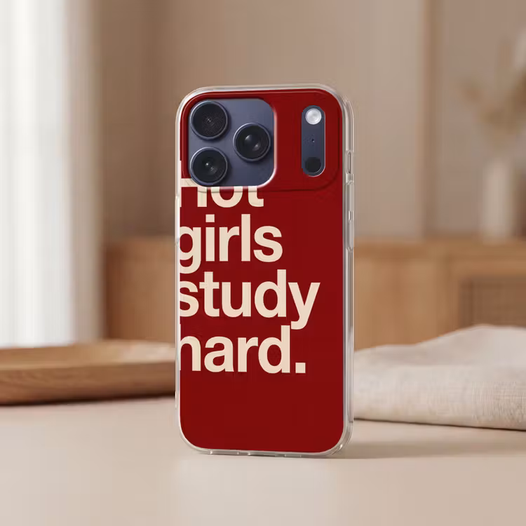 Tekst - Studie - Motivatie - Modern - Rood Telefoonhoesje iPhone 17 Pro klein -sfeer2
