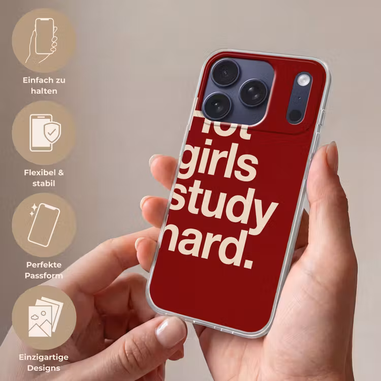 Tekst - Studie - Motivatie - Modern - Rood Telefoonhoesje iPhone 17 Pro klein -sfeer3_DE
