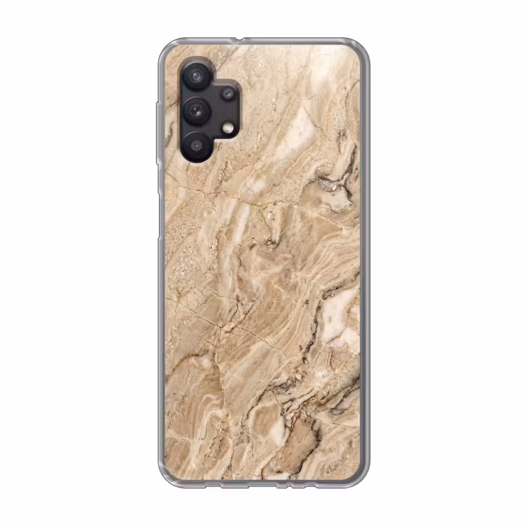 Textuur - Aders - Abstract - Modern - Beige Telefoonhoesje Samsung Galaxy A32 5G klein -3d