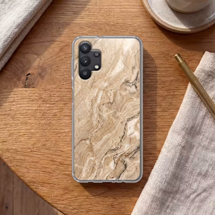 Textuur - Aders - Abstract - Modern - Beige Telefoonhoesje Samsung Galaxy A32 5G klein -sfeer1
