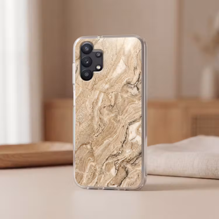 Textuur - Aders - Abstract - Modern - Beige Telefoonhoesje Samsung Galaxy A32 5G klein -sfeer2