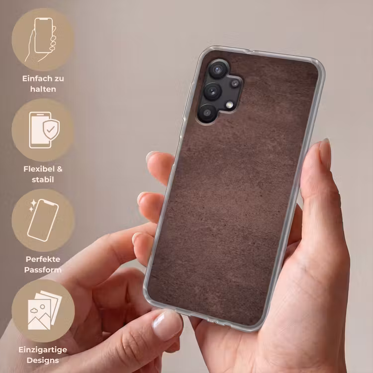Textuur - Beton - Abstract - Donker - Bruin Telefoonhoesje Samsung Galaxy A32 5G klein -sfeer3_DE