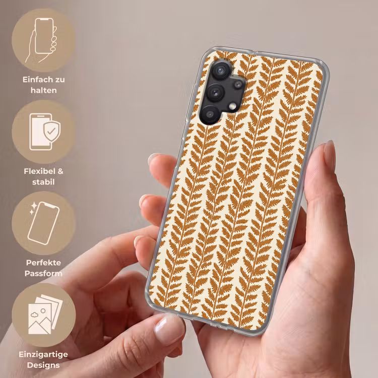 Textuur - Bladeren - Oker Telefoonhoesje Samsung Galaxy A32 5G klein 346 -sfeer3_DE