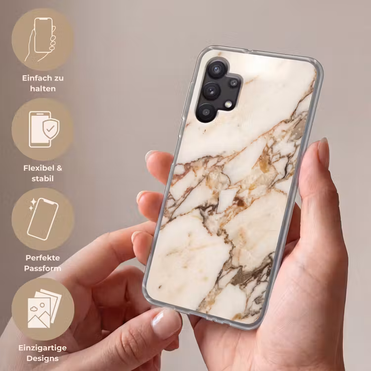 Textuur - Gesteente - Aderen - Abstract - Wit Telefoonhoesje Samsung Galaxy A32 5G klein -sfeer3_DE