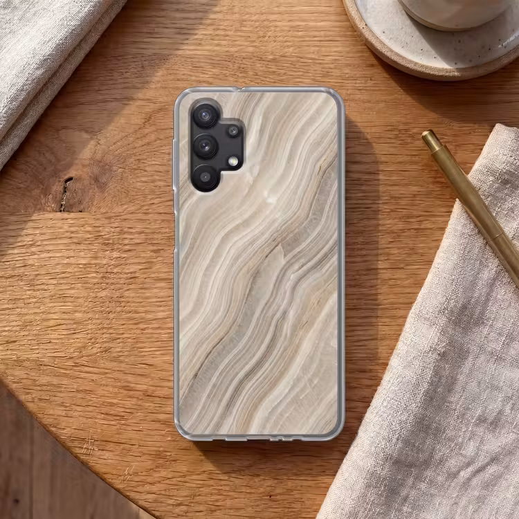 Textuur - Golvend - Abstract - Modern - Beige Telefoonhoesje Samsung Galaxy A32 5G klein -sfeer1