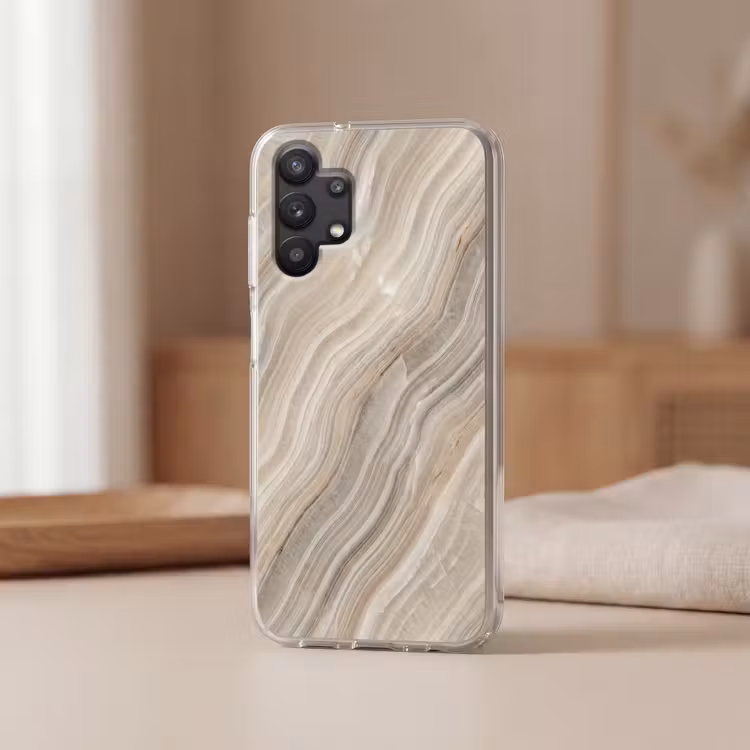 Textuur - Golvend - Abstract - Modern - Beige Telefoonhoesje Samsung Galaxy A32 5G klein -sfeer2