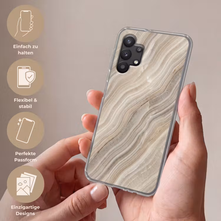 Textuur - Golvend - Abstract - Modern - Beige Telefoonhoesje Samsung Galaxy A32 5G klein -sfeer3_DE