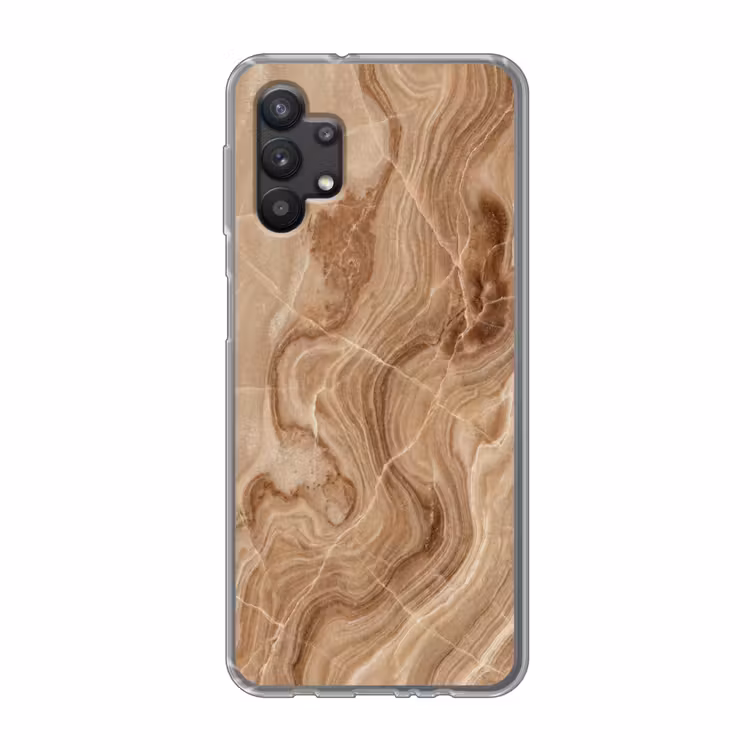 Textuur - Golvend - Abstract - Warm - Bruin Telefoonhoesje Samsung Galaxy A32 5G klein -3d