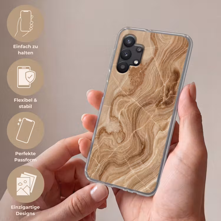 Textuur - Golvend - Abstract - Warm - Bruin Telefoonhoesje Samsung Galaxy A32 5G klein -sfeer3_DE