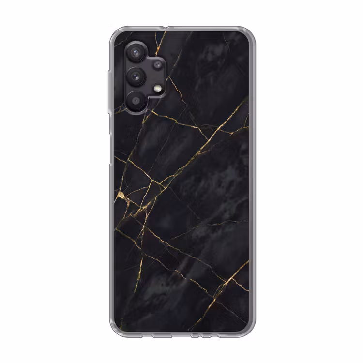 Textuur - Gouden lijnen - Abstract - Modern - Zwart Telefoonhoesje Samsung Galaxy A32 5G klein -3d