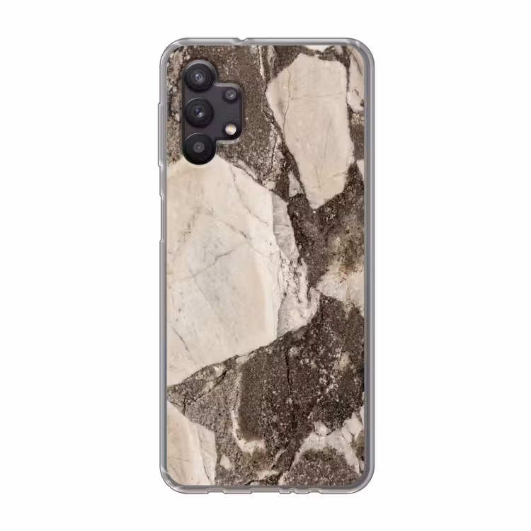 Textuur - Marmer - Abstract - Beige - Bruin Telefoonhoesje Samsung Galaxy A32 5G klein -3d