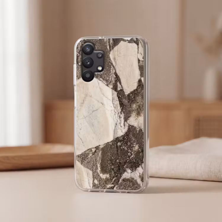Textuur - Marmer - Abstract - Beige - Bruin Telefoonhoesje Samsung Galaxy A32 5G klein -sfeer2