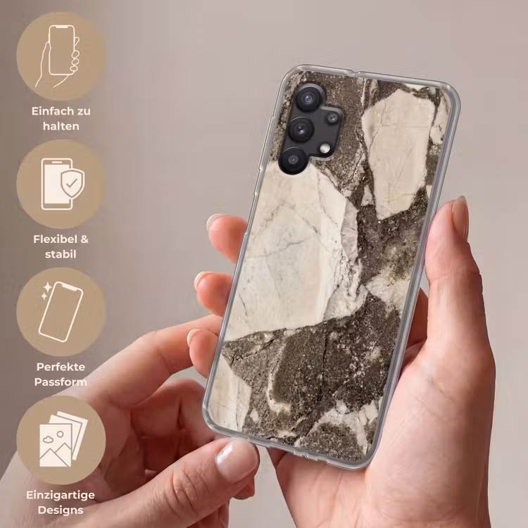Textuur - Marmer - Abstract - Beige - Bruin Telefoonhoesje Samsung Galaxy A32 5G klein -sfeer3_DE