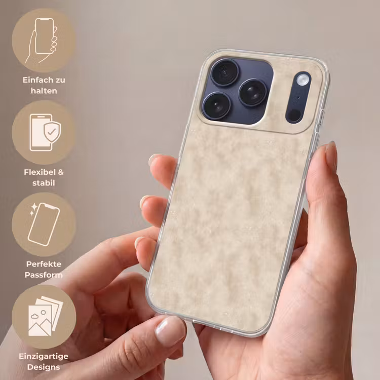 Structuur - Spikkels - Beige Telefoonhoesje iPhone 17 Pro klein 878 -sfeer3_DE