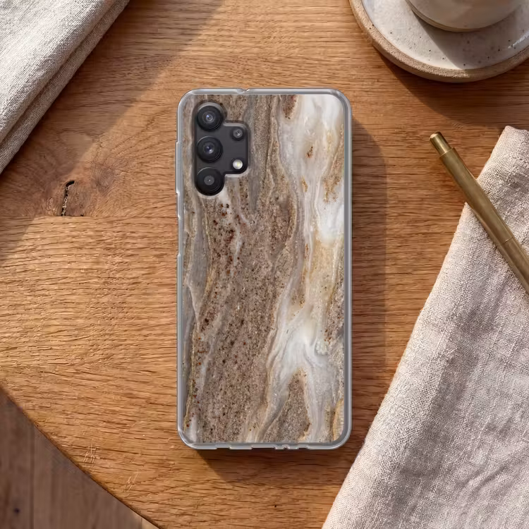 Textuur - Steen - Abstract - Beige Telefoonhoesje Samsung Galaxy A32 5G klein -sfeer1