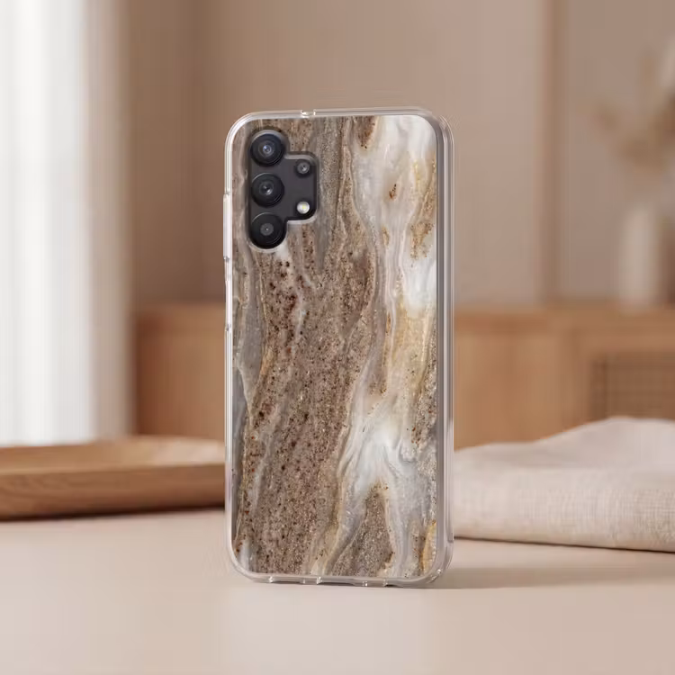 Textuur - Steen - Abstract - Beige Telefoonhoesje Samsung Galaxy A32 5G klein -sfeer2