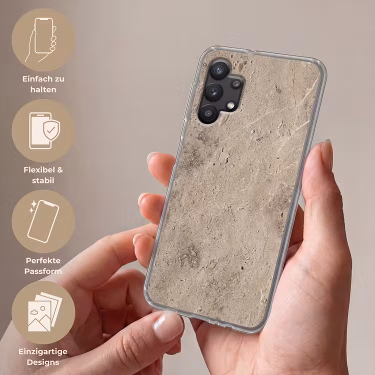 Textuur - Steen - Patroon - Rustiek - Beige Telefoonhoesje Samsung Galaxy A32 5G klein -sfeer3_DE