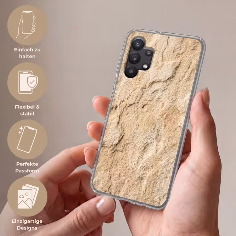 Textuur - Steen - Natuur - Beige Telefoonhoesje Samsung Galaxy A32 5G klein -sfeer3_DE