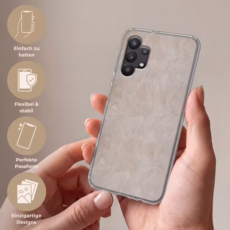 Textuur - Wand - Modern - Beige - Abstract Telefoonhoesje Samsung Galaxy A32 5G klein -sfeer3_DE