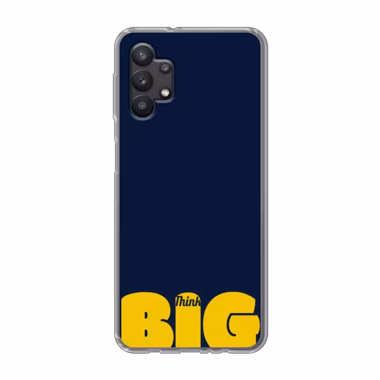 Think big - Blauw - Geel Telefoonhoesje Samsung Galaxy A32 5G klein -3d
