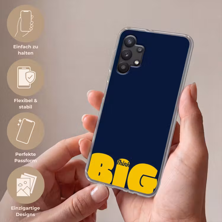 Think big - Blauw - Geel Telefoonhoesje Samsung Galaxy A32 5G klein -sfeer3_DE