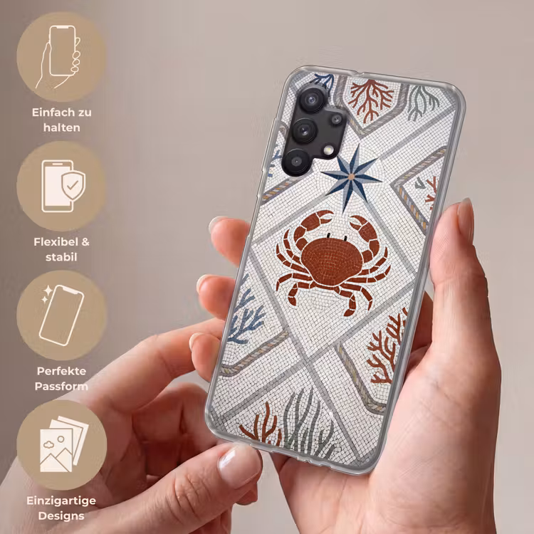 Dier - Mozaïek - Zee - Klassiek - Bruin Telefoonhoesje Samsung Galaxy A32 5G klein -sfeer3_DE