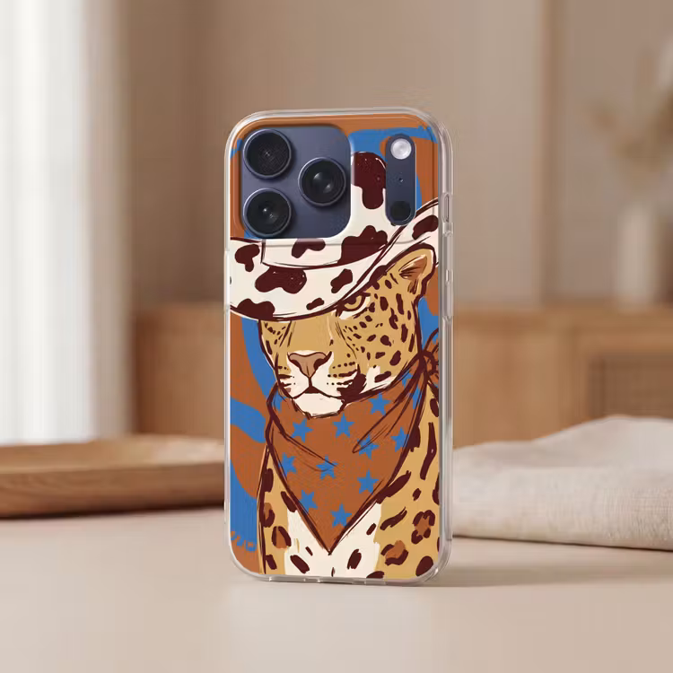 Dieren - Cowboyhoed - Modern - Illustratie - Bruin Telefoonhoesje iPhone 17 Pro klein -sfeer2
