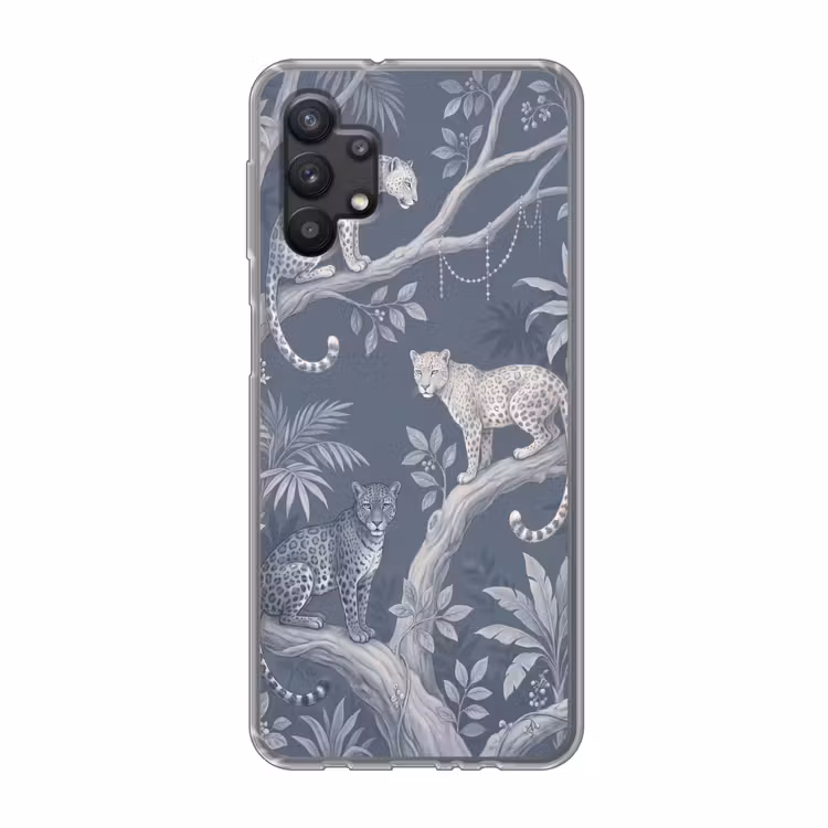 Dieren - Jungle - Illustratie - Bomen - Blauw Telefoonhoesje Samsung Galaxy A32 5G klein -3d