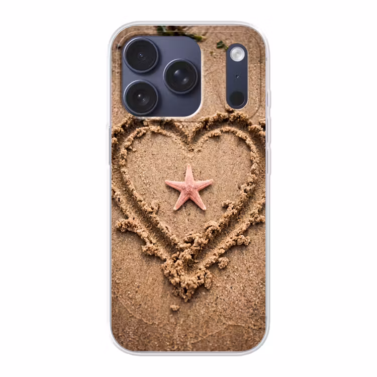 Dieren - Hart - Strand - Zand - Roze Telefoonhoesje iPhone 17 Pro klein -3d
