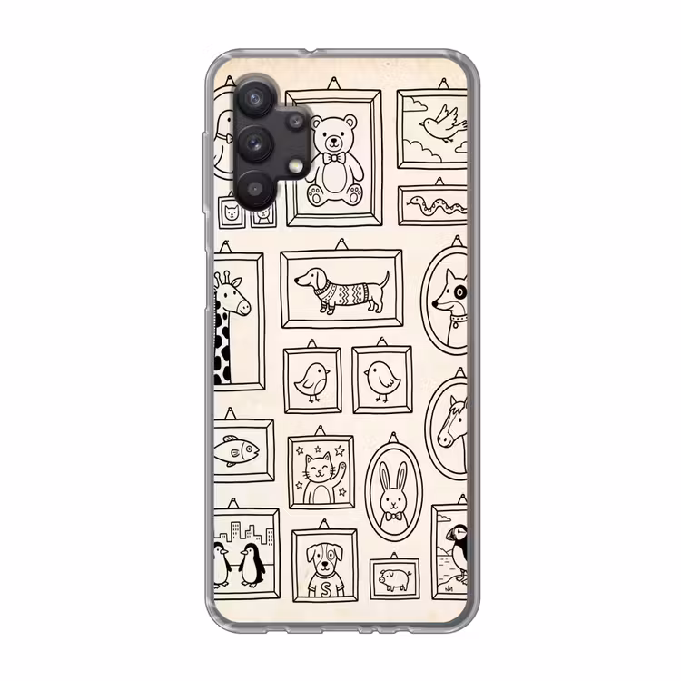 Dieren - Illustratie - Lijsten - Galerij - Speels Telefoonhoesje Samsung Galaxy A32 5G klein -3d