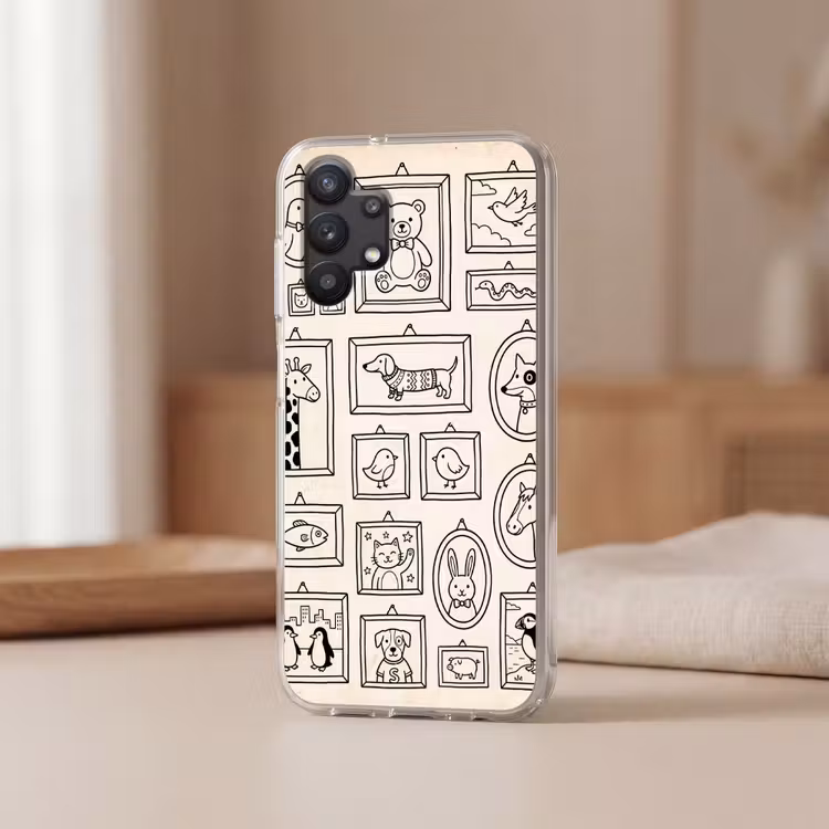 Dieren - Illustratie - Lijsten - Galerij - Speels Telefoonhoesje Samsung Galaxy A32 5G klein -sfeer2