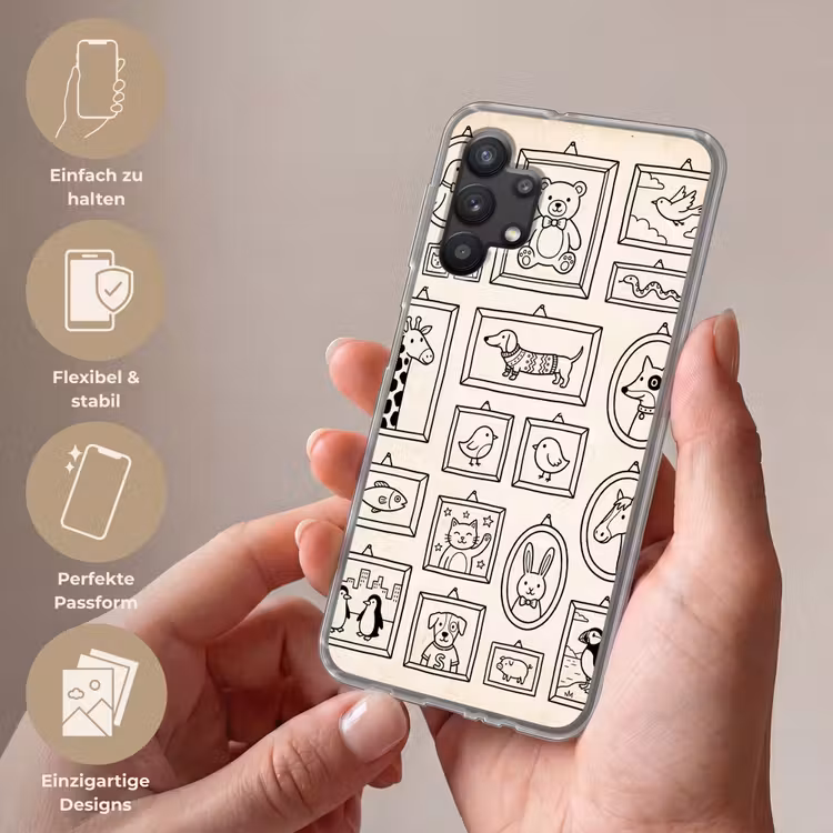 Dieren - Illustratie - Lijsten - Galerij - Speels Telefoonhoesje Samsung Galaxy A32 5G klein -sfeer3_DE