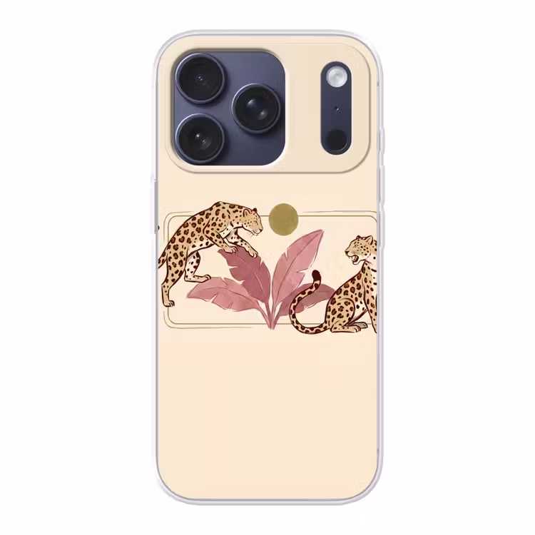 Dieren - Kat - Jungle - Illustratie - Beige Telefoonhoesje iPhone 17 Pro klein -3d