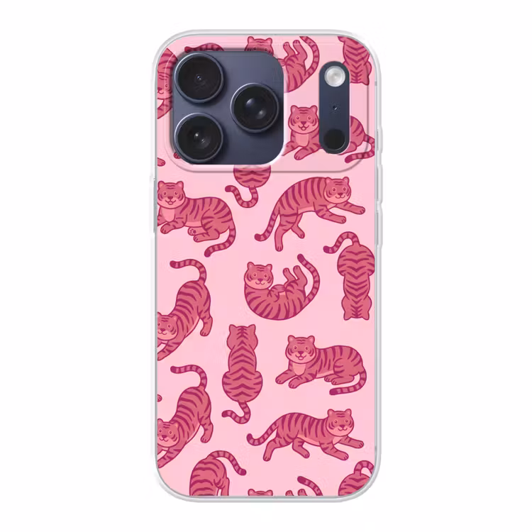 Dieren - Patroon - Roze - Speels - Cartoon Telefoonhoesje iPhone 17 Pro klein -3d