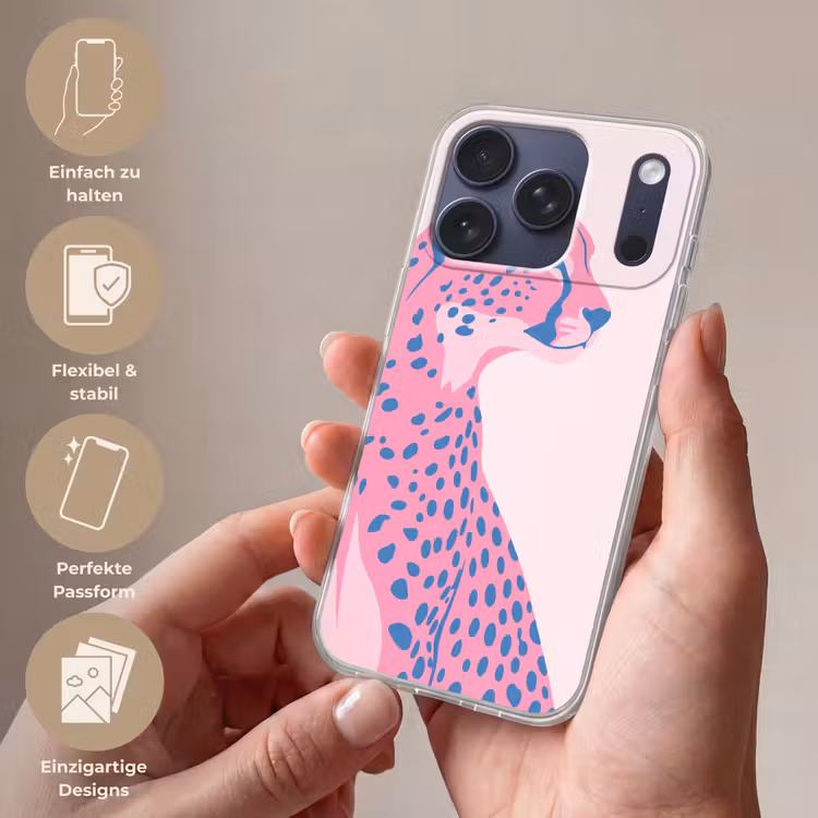 Dieren - Profiel - Abstract - Roze - Blauw Telefoonhoesje iPhone 17 Pro klein -sfeer3_DE