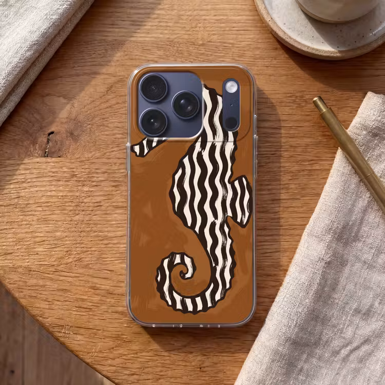 Dieren - Zeepaardje - Abstract - Bruin - Strepen Telefoonhoesje iPhone 17 Pro klein -sfeer1