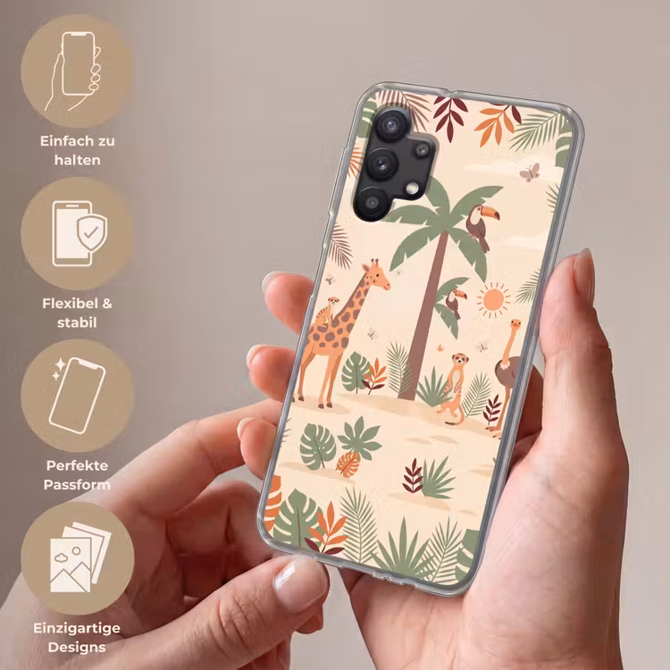 Dieren - Tropisch - Safari - Kleurrijk Telefoonhoesje Samsung Galaxy A32 5G klein -sfeer3_DE