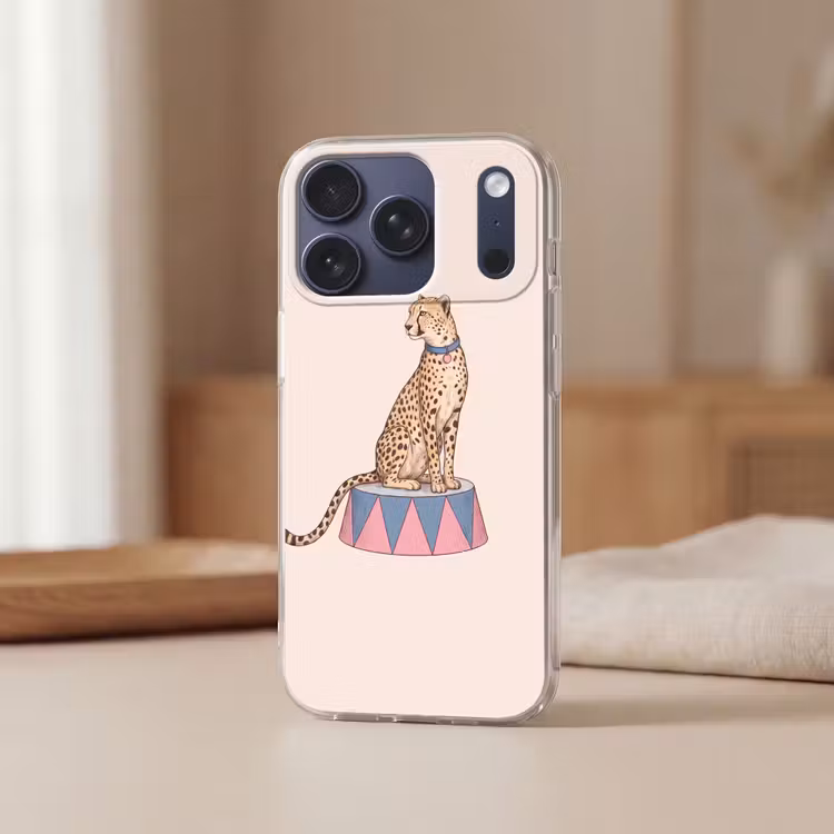 Dieren - Circus - Illustratie - Vintage - Roze Telefoonhoesje iPhone 17 Pro klein -sfeer2
