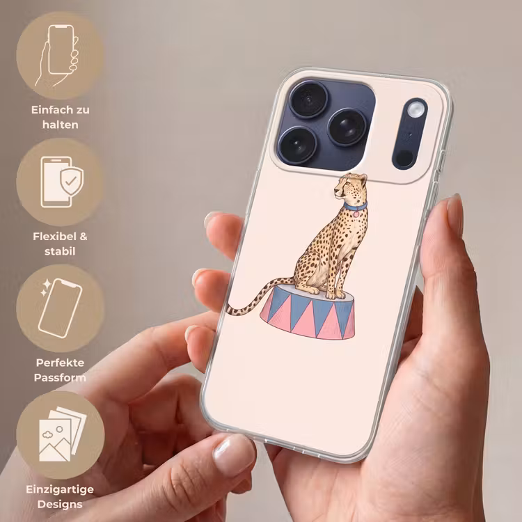 Dieren - Circus - Illustratie - Vintage - Roze Telefoonhoesje iPhone 17 Pro klein -sfeer3_DE