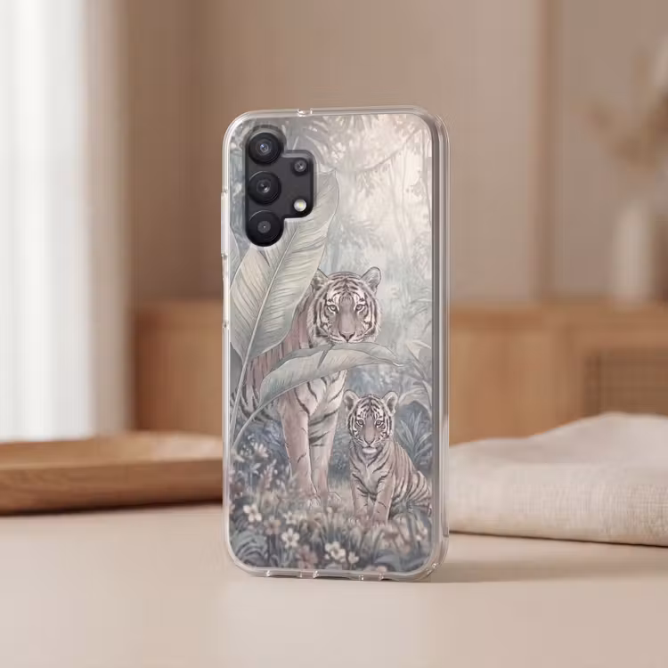 Tijger - Welp - Jungle - Illustratie - Dieren Telefoonhoesje Samsung Galaxy A32 5G klein -sfeer2