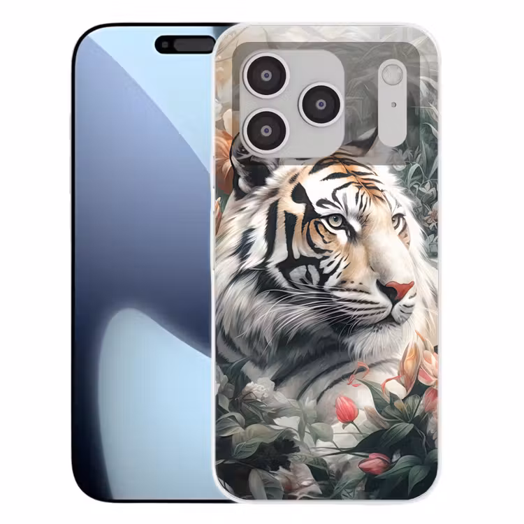 Tijger - Wilde dieren - Bloemen - Jungle Telefoonhoesje iPhone 17 Pro klein -3d