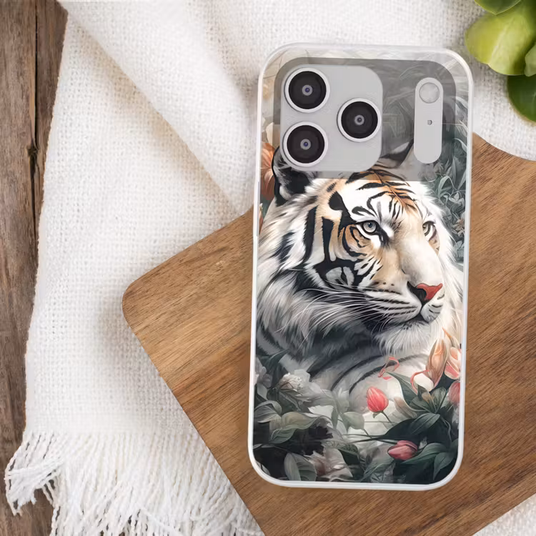 Tijger - Wilde dieren - Bloemen - Jungle Telefoonhoesje iPhone 17 Pro klein -sfeer1