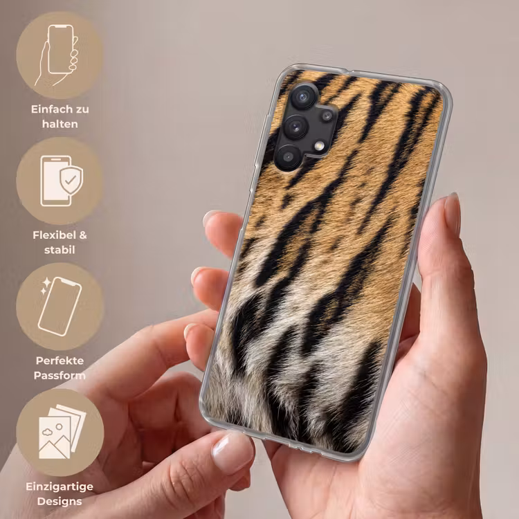 Tijgervacht - Klassiek - Zwart Telefoonhoesje Samsung Galaxy A32 5G klein -sfeer3_DE