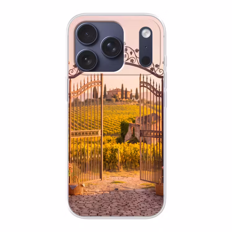 Poort - Landschap - Platteland - Zonlicht - Warm Telefoonhoesje iPhone 17 Pro klein -3d
