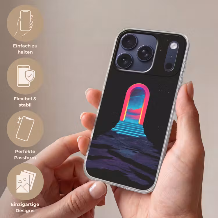 Poortje - Landschap - Sterrenhemel - Roze Telefoonhoesje iPhone 17 Pro klein -sfeer3_DE